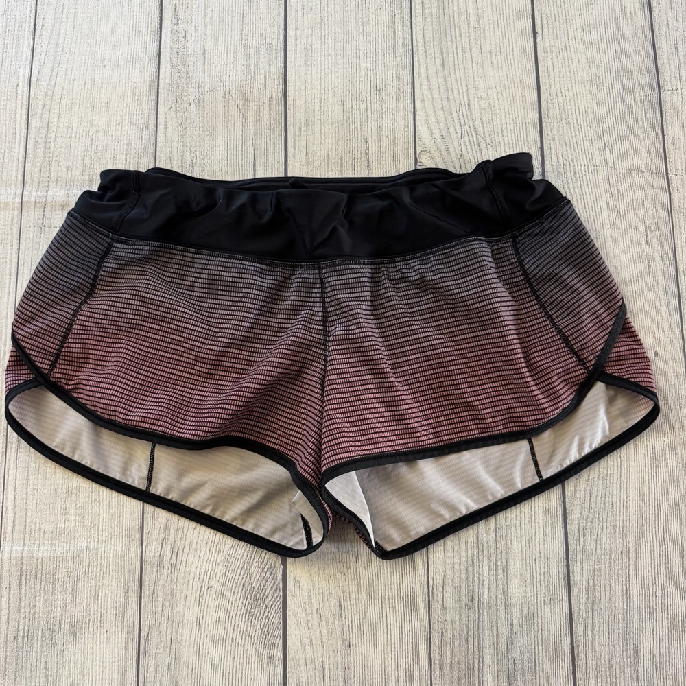 Lululemon Speed Short Pink Black Micro Check Running Athletic Shorts Women's 10